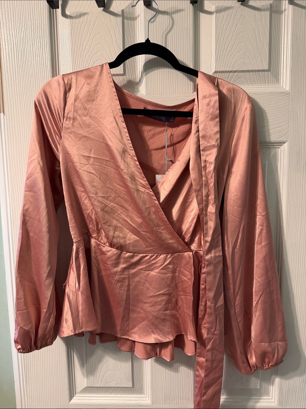 Adore Me Satin Wrap Blouse in Dusty Rose